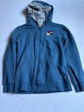 Pact Blue Zip Hoodie with Star Patch